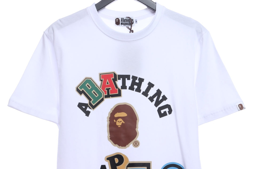 BAPE ape head logo colorful print short sleeves