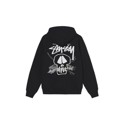 Stu$$y SS24 Casual Lettering Round Neck Skull Graphic Printed Crewneck Hoodie