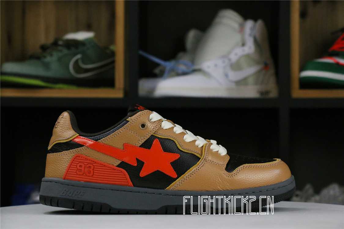 OFF-WHITE A Bathing Ape Bape SK8 Sta Brown Orange