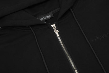 Chrome Hearts black embroidered and printed heavy-duty zip-up hoodie NU1XCWYD