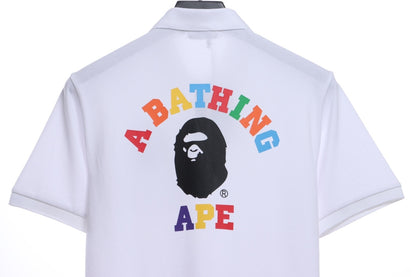 BAPE back colorful letter printing POLO short sleeves