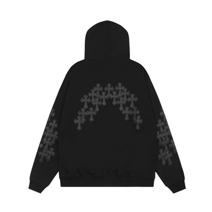 Chrome Hearts black embroidered and printed heavy-duty zip-up hoodie NU1XCWYD