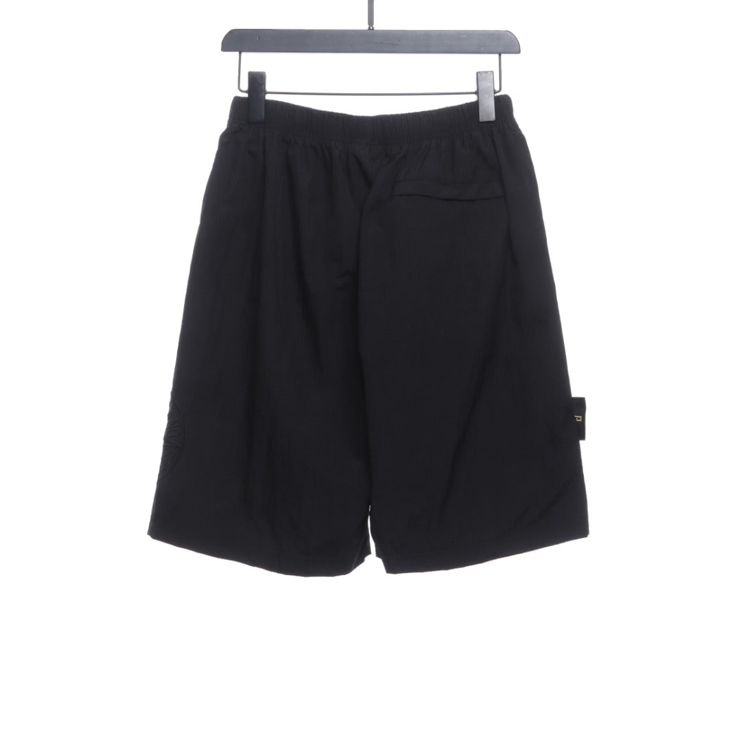 Stone Island Side compass large embroidered shorts gray