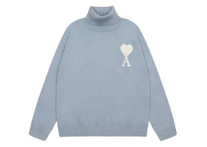 Am1 2024SS classic blue jacquard big heart turtleneck sweater MYKYH2QY
