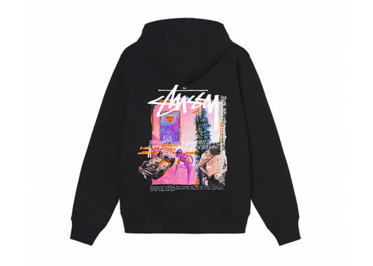 Stussy Daydream Graffiti Print Zipper Hoodie