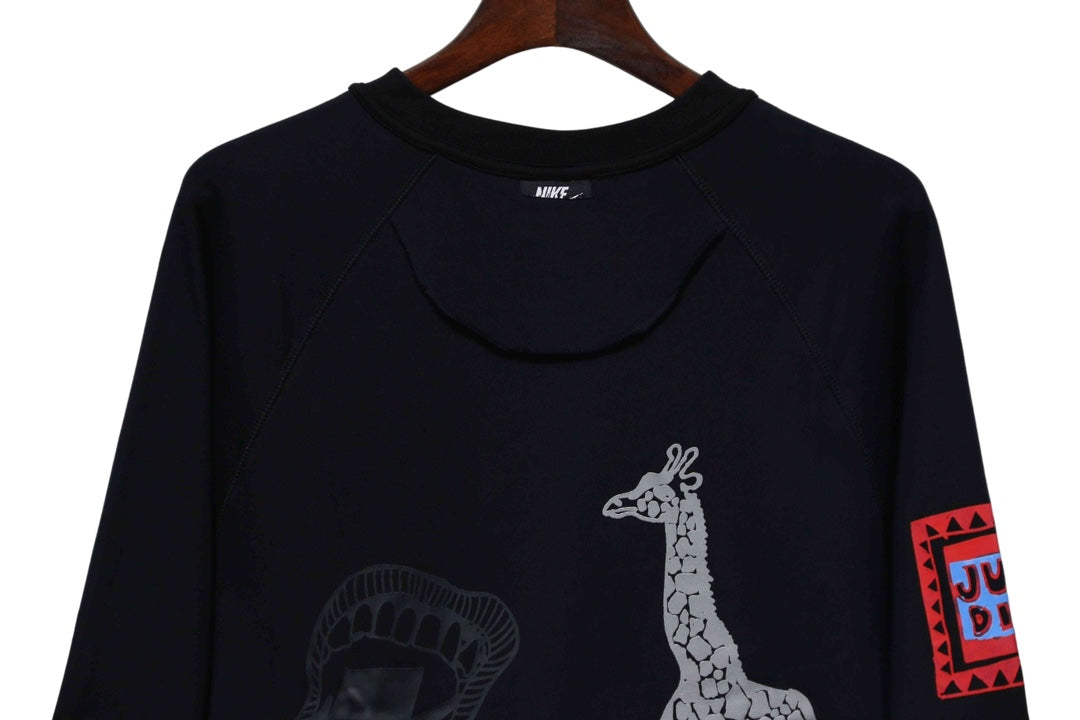 NK 3M reflective graffiti print giraffe sweater pullover