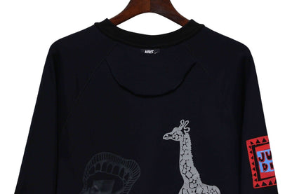NK 3M reflective graffiti print giraffe sweater pullover