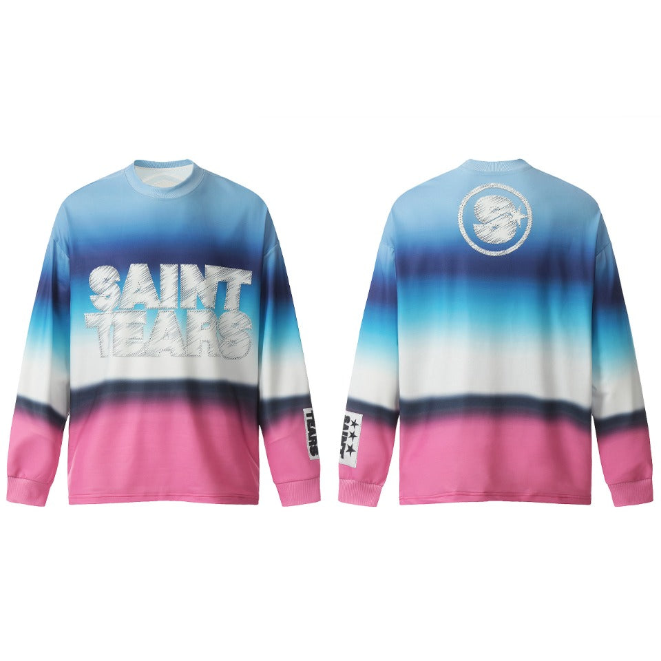 Saint Mich@el Tears Full Print Long Sleeve Blue Pink