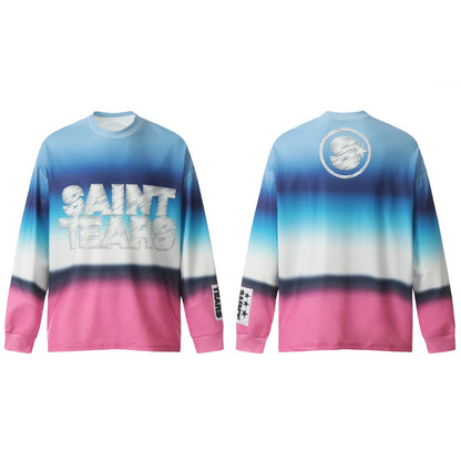 Saint Mich@el Tears Full Print Long Sleeve Blue Pink