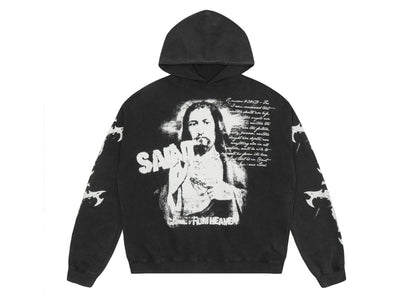 Saint Mich@el tears washed distressed salt-treated 400g heavy-weight vintage terry cloth hoodie SYN51CXU