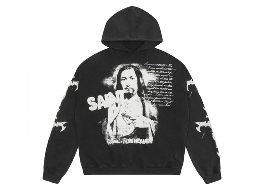 Saint Mich@el tears washed distressed salt-treated 400g heavy-weight vintage terry cloth hoodie SYN51CXU