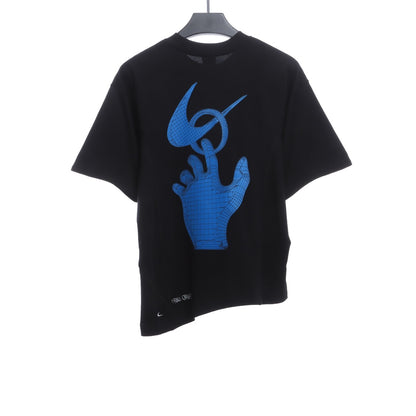 Nike co-OW asymmetrical hem letter printing short sleeves