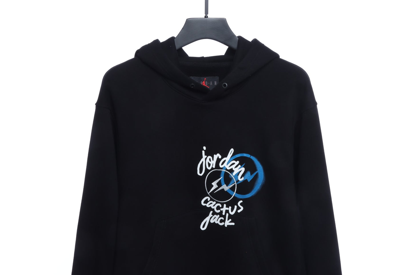 AJ x Travis ScottxFragment Design Triple Joint AJ Portrait Lightning Logo Print Hoodie