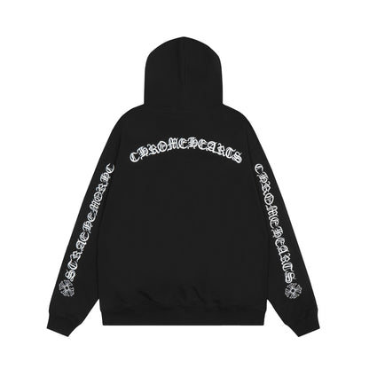 Chrome Hearts black embroidered and printed heavy-duty zip-up hoodie C6BFSIQX