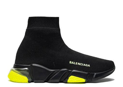 Balenciag* Speed Trainer Clear Sole 鈥?Black Yellow Fluo