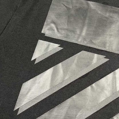 Ow overlapping slash printed short-sleeved black tape T-shirt