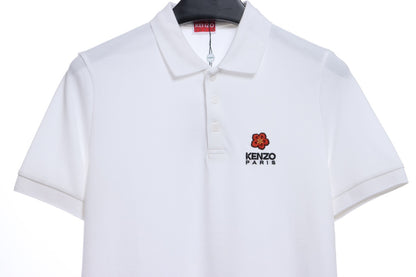 kenzo crabapple flower embroidery POLO short sleeves