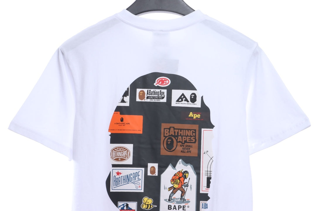 BAPE ape-man initials pattern label printing short sleeves