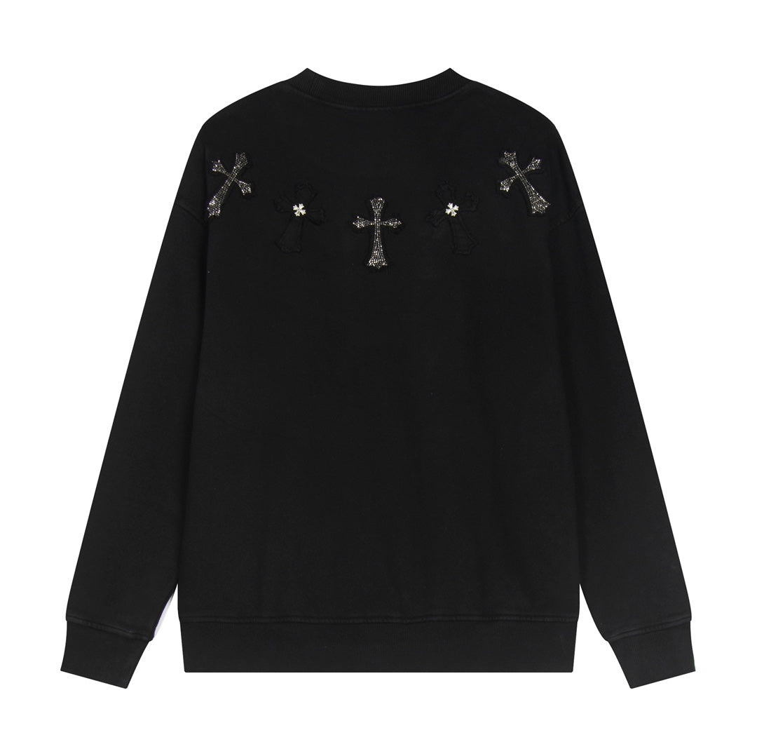 Chrome Hearts latest heavy-weight basic crewneck sweatshirt in black ZHYH3BNN