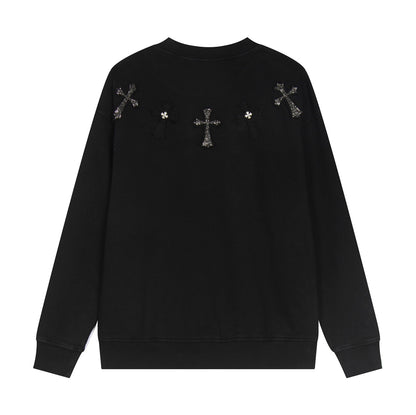 Chrome Hearts latest heavy-weight basic crewneck sweatshirt in black ZHYH3BNN